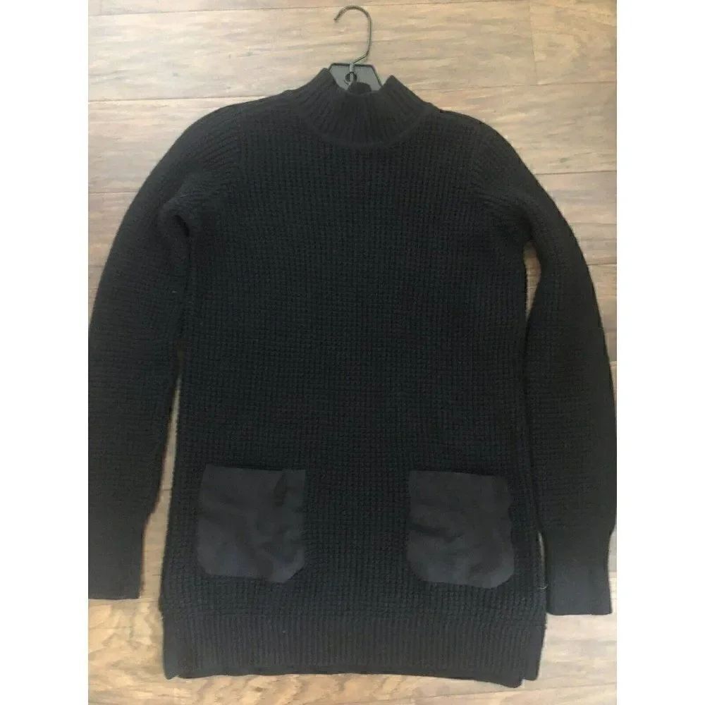 Banana Republic Sweater Womens Size S Faux Leather Pocket Cable Knit